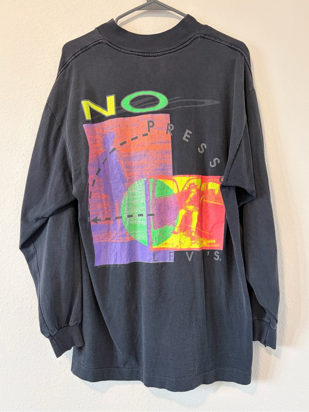 RARE VTG 90s Levis Street T No Pressure Long Sleeve XL USA Made Faded Black